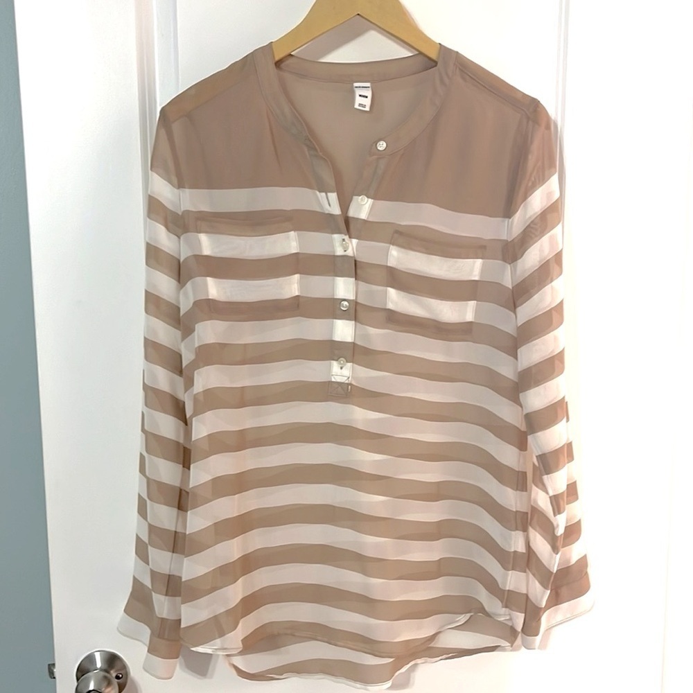 Old Navy Beige Striped Blouse